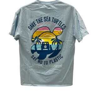 Simply Southern Save The Sea Turtles Say No To Plastic T-shirt ~ Women's MD